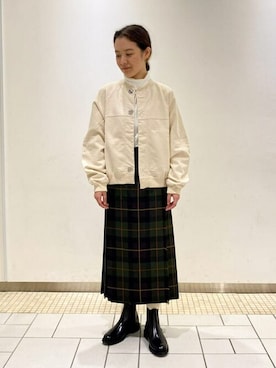「キルトスカート」｜Bshopスタッフさん（レディース・153cm）の秋コーディネート