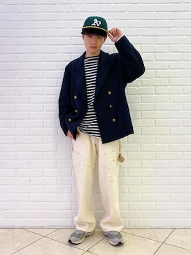 「orcival」｜「アイテム（キャップ）」を使った、Bshopスタッフさん（メンズ・168cm）の秋コーディネート