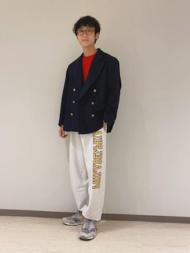 「orcival」｜「アイテム（スウェットパンツ）」を使った、Bshopスタッフさん（メンズ・175cm）の冬コーディネート