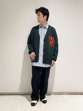 「レタードカーディガン」｜Bshopスタッフさん（メンズ・170cm）の冬コーディネート