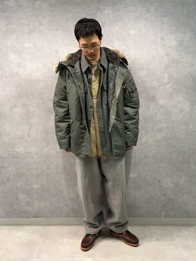 「MY THINKS（マイシンクス）のアイテム（トップス）」を使った、Bshopスタッフさん（メンズ・183cm）の冬コーディネート