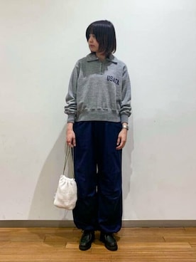「Paraboot（パラブーツ）のアイテム」を使った、Bshopスタッフさん（レディース・162cm）の冬コーディネート