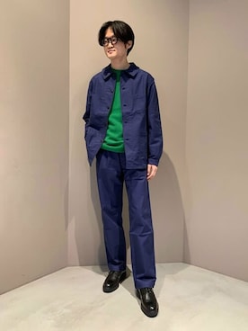 「アイテム（その他パンツ、ブルー系）」を使った、Bshopスタッフさん（メンズ・175cm）の冬コーディネート