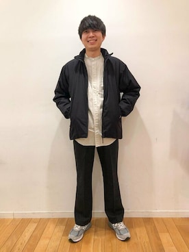 「GOLDWIN（ゴールドウィン）のアイテム」を使った、Bshopスタッフさん（メンズ・173cm）の冬コーディネート