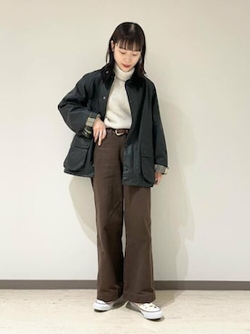 「orcival」｜「アイテム（カバーオール）」を使った、Bshopスタッフさん（レディース・163cm）の冬コーディネート