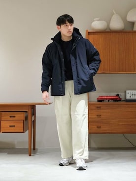 「リラックススタイル」｜「アイテム（ジャケット/アウター）」を使った、Bshopスタッフさん（メンズ・181cm）の冬コーディネート