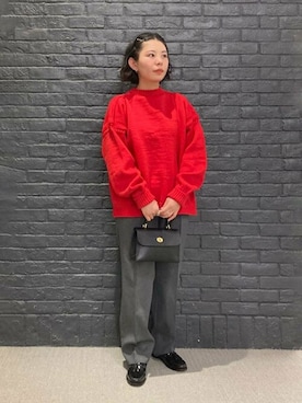 「THE SHINZONE（ザ　シンゾーン）のアイテム（スラックス）」を使った、Bshopスタッフさん（レディース・160cm）の冬コーディネート
