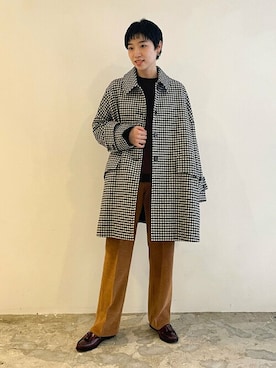 「MACKINTOSH」｜「アイテム（ステンカラーコート）」を使った、Bshopスタッフさん（レディース・161cm）の冬コーディネート