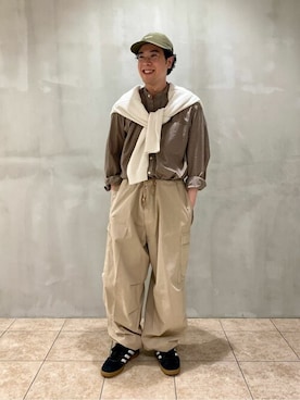「orcival」｜「アイテム（キャップ）」を使った、Bshopスタッフさん（メンズ・170cm）の春コーディネート