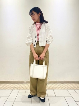 「UNFIL（アンフィル）のアイテム（カーディガン/ボレロ）」を使った、Bshopスタッフさん（レディース・158cm）の春コーディネート