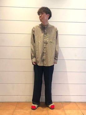 「GOLDWIN（ゴールドウィン）のアイテム」を使った、Bshopスタッフさん（メンズ・184cm）の春コーディネート