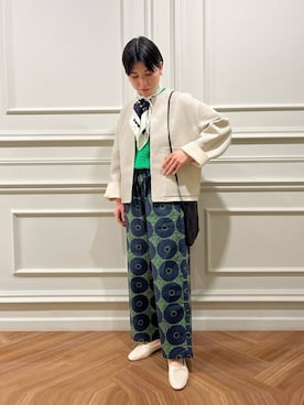 「unfil」｜「アイテム（ノーカラージャケット）」を使った、Bshopスタッフさん（レディース・160cm）の春コーディネート