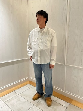 「MY THINKS（マイシンクス）のアイテム（トップス）」を使った、Bshopスタッフさん（メンズ・177cm）の春コーディネート