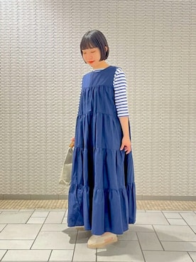 「La Manual Alpargatera（マヌアル・アルパルガテラ）のアイテム」を使った、Bshopスタッフさん（レディース・149cm）の春コーディネート