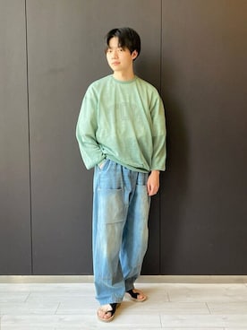 「TRIOP （トリオプ）のアイテム」を使った、Bshopスタッフさん（メンズ・168cm）の夏コーディネート