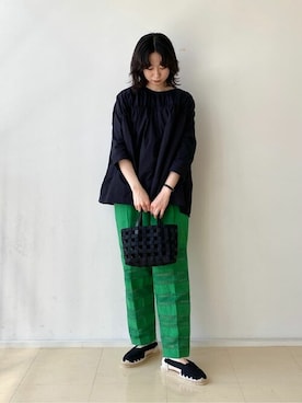 「La Manual Alpargatera（マヌアル・アルパルガテラ）のアイテム」を使った、Bshopスタッフさん（レディース・155cm）の夏コーディネート