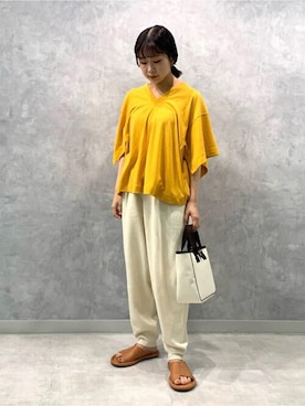 「BRADY（ブレディー）のBrady | BECK（トートバッグ）」を使った、Bshopスタッフさん（レディース・155cm）の夏コーディネート