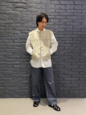 「HAVERSACK（ハバーザック）のアイテム」を使った、Bshopスタッフさん（メンズ・175cm）の夏コーディネート