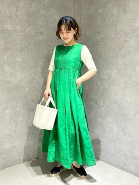 「La Manual Alpargatera（マヌアル・アルパルガテラ）のアイテム」を使った、Bshopスタッフさん（レディース・156cm）の夏コーディネート