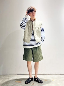「orcival」｜「アイテム（財布/小物）」を使った、Bshopスタッフさん（メンズ・180cm）の夏コーディネート