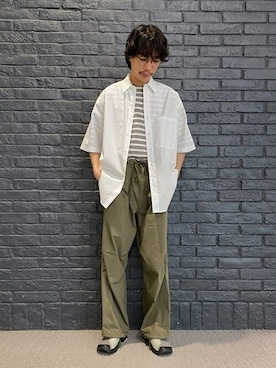 「orcival」｜「アイテム（その他シューズ）」を使った、Bshopスタッフさん（メンズ・175cm）の夏コーディネート