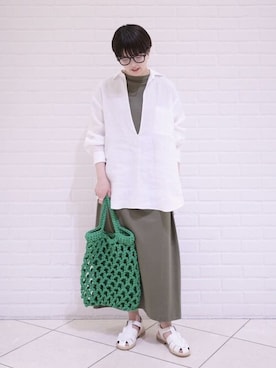「Paraboot（パラブーツ）のアイテム」を使った、Bshopスタッフさん（レディース・158cm）の夏コーディネート