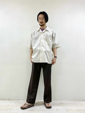 「orcival」｜「アイテム（スラックス）」を使った、Bshopスタッフさん（メンズ・175cm）の夏コーディネート