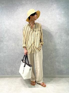 「KIJIMA TAKAYUKI」｜「アイテム（サンダル）」を使った、Bshopスタッフさん（メンズ・170cm）の夏コーディネート