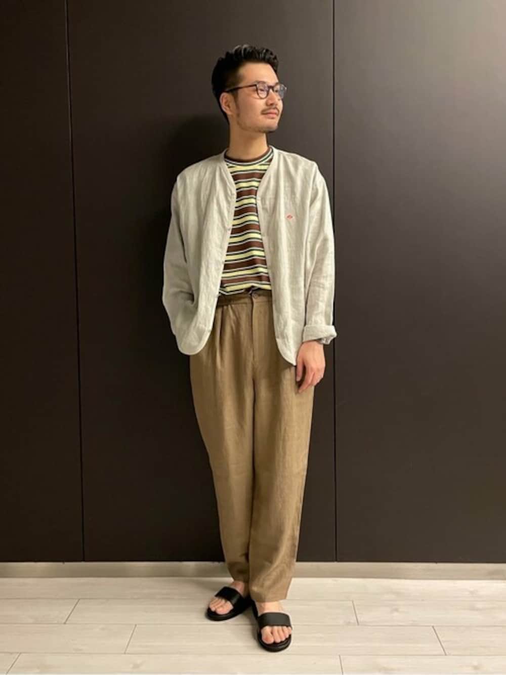 ダントン　リネンカーディガン ◇[DT-A0125LNB]DANTON(ダントン)リネンカーディガン