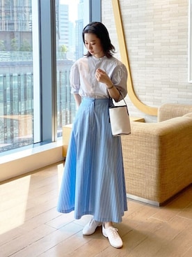 「HAVERSACK（ハバーザック）のアイテム」を使った、Bshopスタッフさん（レディース・155cm）の夏コーディネート