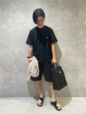 「DANTON（ダントン）のアイテム（バッグ）」を使った、Bshopスタッフさん（メンズ・170cm）の夏コーディネート