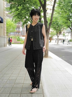 「HAVERSACK（ハバーザック）のアイテム」を使った、Bshopスタッフさん（レディース・161cm）の夏コーディネート