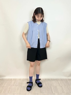 「HAVERSACK（ハバーザック）のアイテム」を使った、Bshopスタッフさん（レディース・162cm）の夏コーディネート