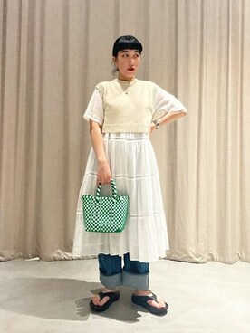 「AURALEE」｜Bshopスタッフさん（レディース・155cm）の夏コーディネート