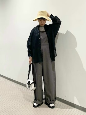 「KIJIMA TAKAYUKI」｜「アイテム（オールインワン・サロペット）」を使った、Bshopスタッフさん（レディース・153cm）の夏コーディネート