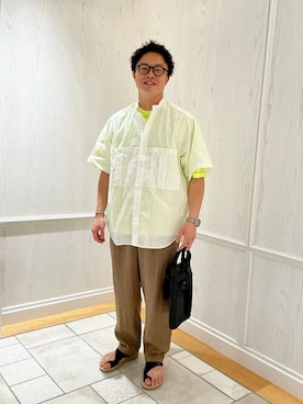 「HAVERSACK（ハバーザック）のアイテム」を使った、Bshopスタッフさん（メンズ・177cm）の夏コーディネート