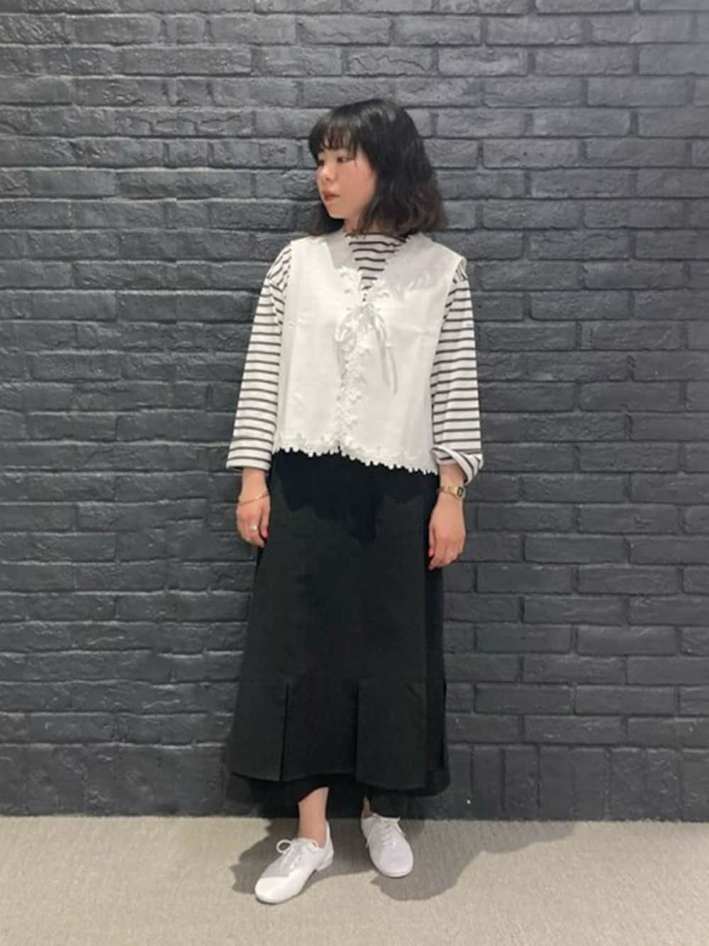 未使用 ユノイア　 レイヤースカート ブラック Bshop（ビショップ）の「eunoia | コットン レイヤースカート