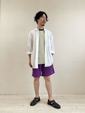 「SCYE BASICS（サイベーシックス）のアイテム」を使った、Bshopスタッフさん（メンズ・170cm）の夏コーディネート