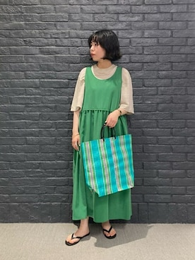 「unfil」｜「アイテム（ワンピース/ドレス）」を使った、Bshopスタッフさん（レディース・160cm）の夏コーディネート