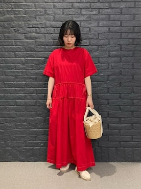 「La Manual Alpargatera（マヌアル・アルパルガテラ）のアイテム」を使った、Bshopスタッフさん（レディース・160cm）の夏コーディネート