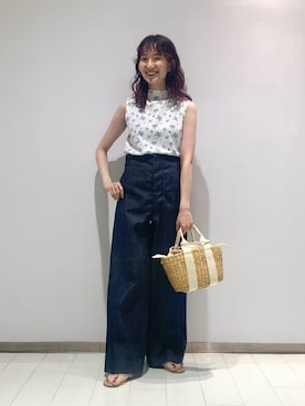 「MUUN（ムーニュ）のアイテム」を使った、Bshopスタッフさん（レディース・160cm）の夏コーディネート