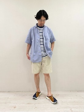 「HAVERSACK（ハバーザック）のアイテム」を使った、Bshopスタッフさん（メンズ・170cm）の夏コーディネート