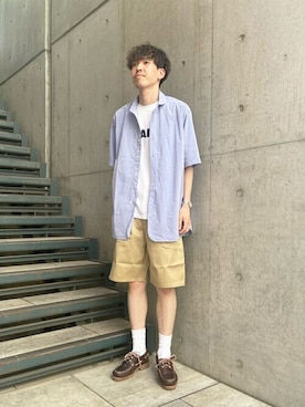 「HAVERSACK（ハバーザック）のアイテム」を使った、Bshopスタッフさん（メンズ・184cm）の夏コーディネート
