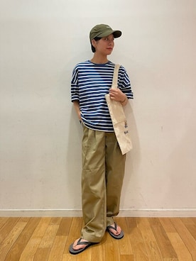 「orcival」｜「アイテム（キャップ）」を使った、Bshopスタッフさん（レディース・158cm）の夏コーディネート