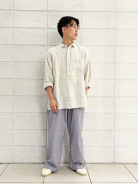 「La Manual Alpargatera（マヌアル・アルパルガテラ）のアイテム」を使った、Bshopスタッフさん（メンズ・164cm）の夏コーディネート