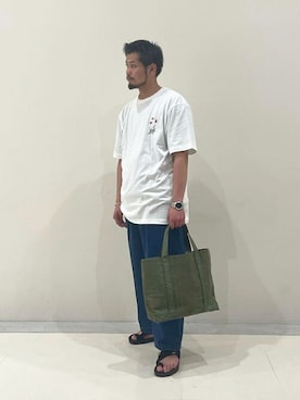 「TRIOP （トリオプ）のアイテム」を使った、Bshopスタッフさん（メンズ・168cm）の夏コーディネート