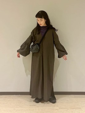「orcival」｜「アイテム（ワンピース/ドレス）」を使った、Bshopスタッフさん（レディース・155cm）の秋コーディネート