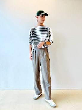 「orcival」｜「アイテム（キャップ）」を使った、Bshopスタッフさん（メンズ・180cm）の秋コーディネート