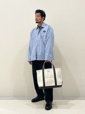 「orcival」｜「アイテム（サンダル）」を使った、Bshopスタッフさん（メンズ・168cm）の秋コーディネート