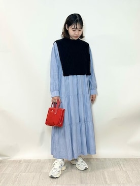 「orcival」｜「アイテム（ワンピース/ドレス）」を使った、Bshopスタッフさん（レディース・162cm）の秋コーディネート